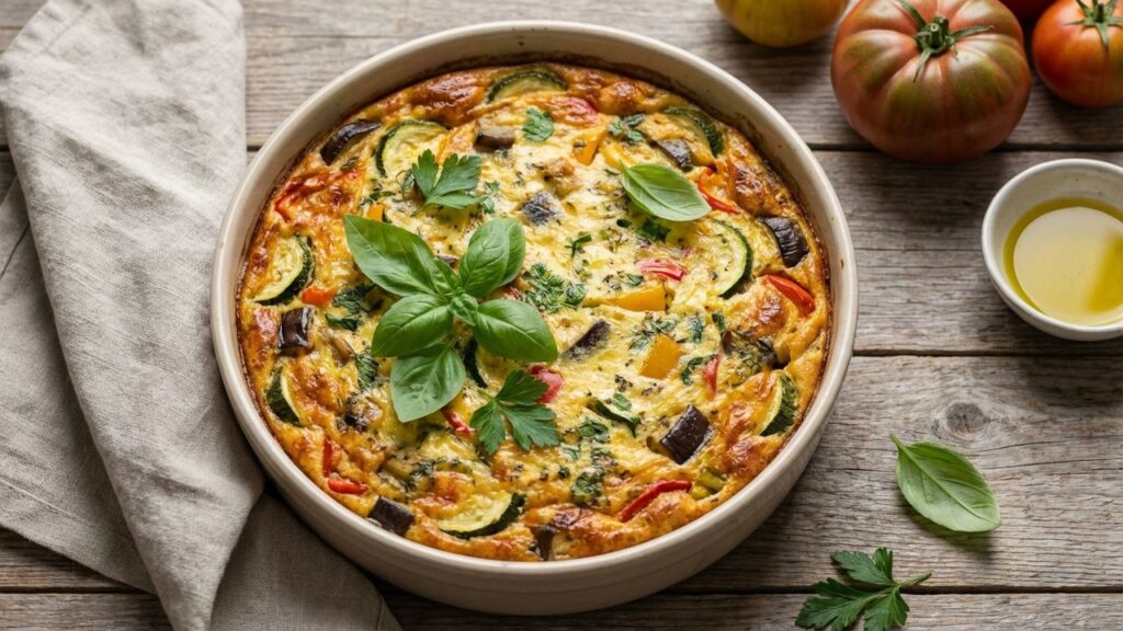 Plat à base de ratatouille et d'oeufs