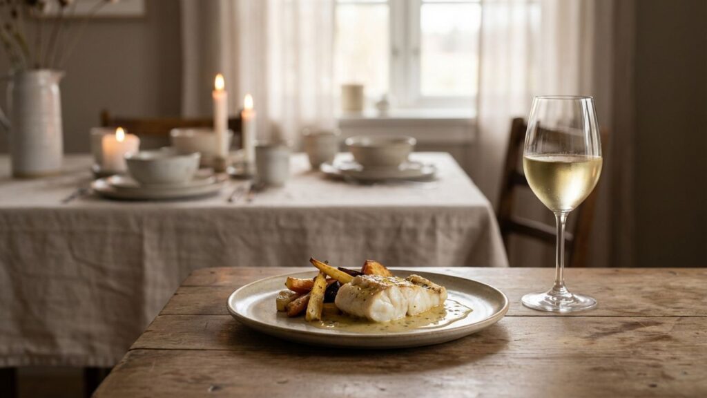 Belle assiette de lotte préparée la veille