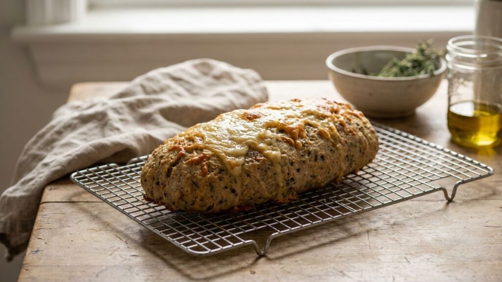 Pain de thon posé cuit et posé sur une grille