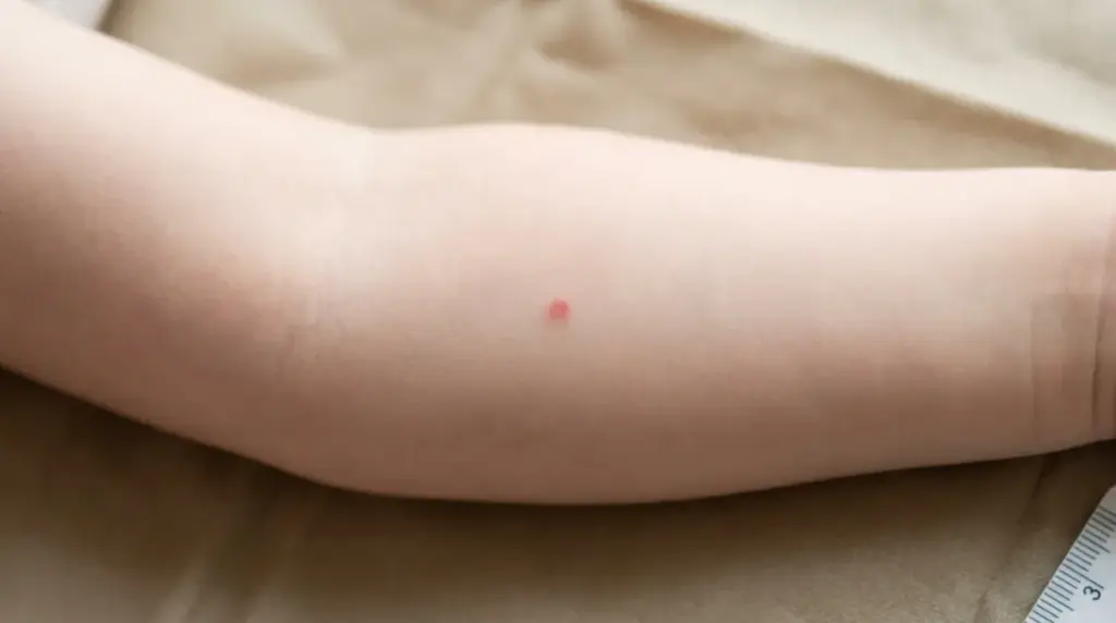 Bouton de varicelle sur le bras d'un enfant