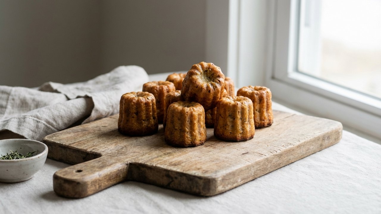 Cannelés salés dorés à la cuisson sortis du four