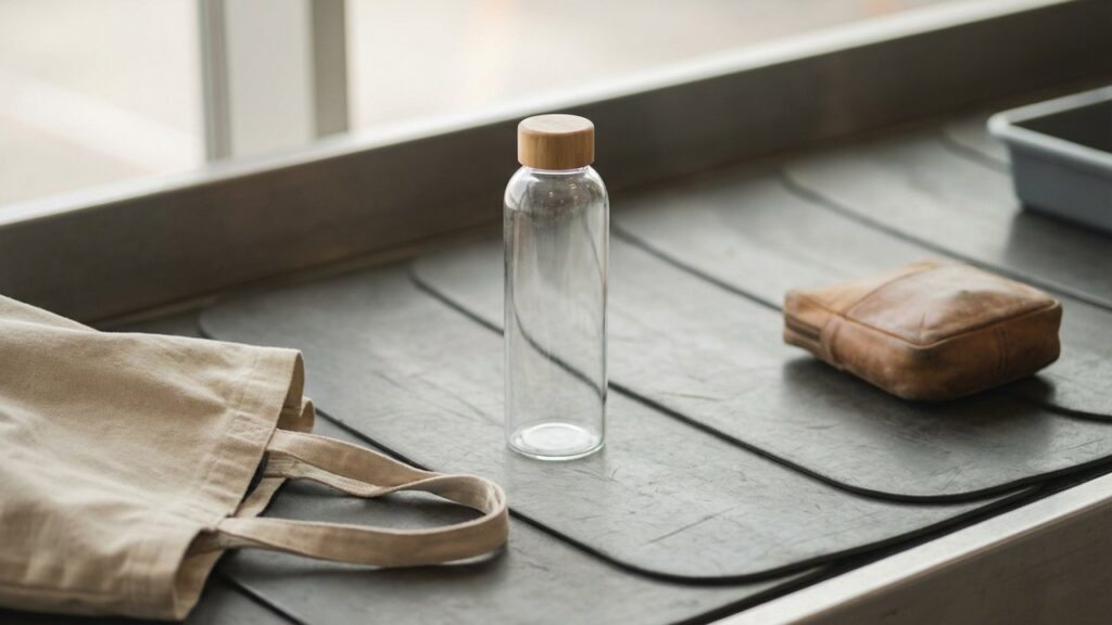 Gourde vide passant le contrôle de sécurité à l'aéroport