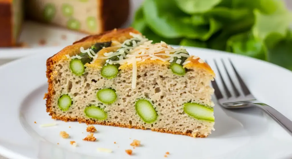 Belle part de cake aux asperges