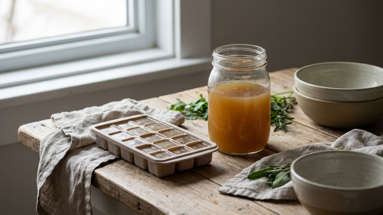 Bouillon de légumes congelé en glaçons pour le zéro déchet