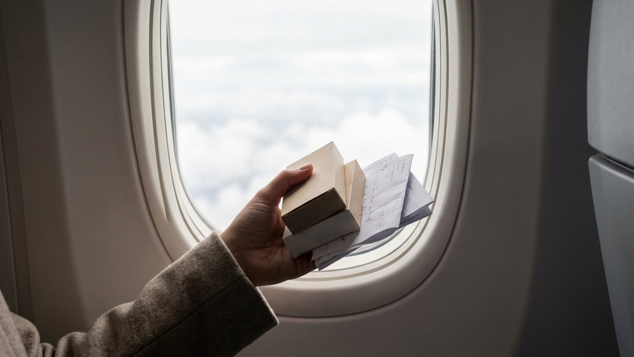 Ordonnance et boîtes de médicaments avec étiquette pour transport en avion