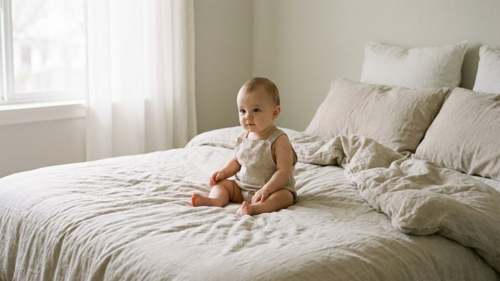 Bébé habillé légèrement en vêtements d'été adaptés à la température