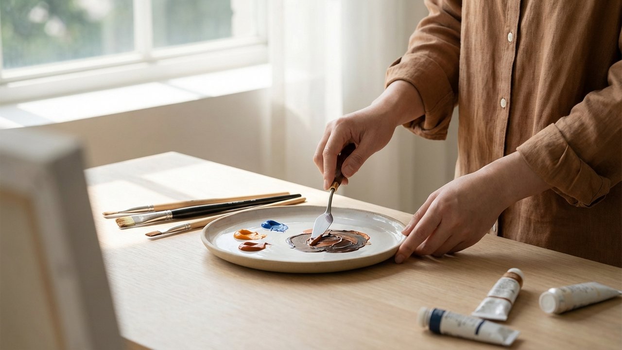 Mélange de couleurs complémentaires orange et bleu pour un marron riche