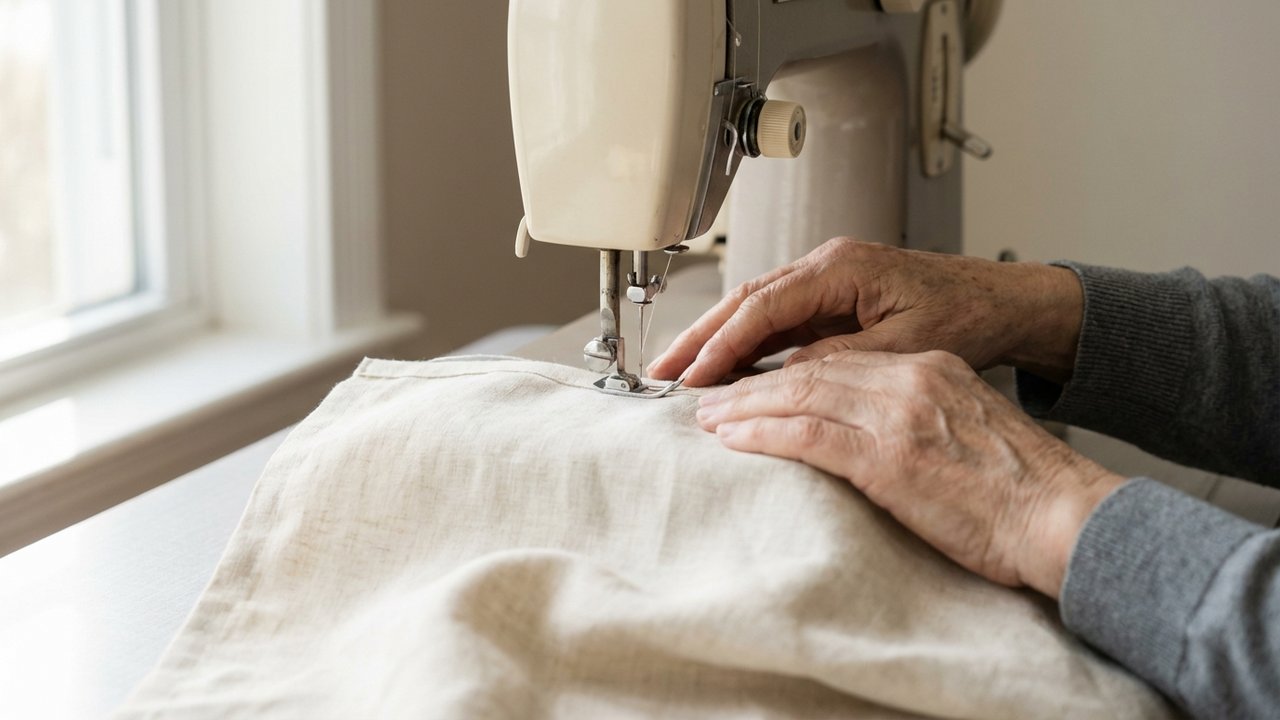 Guidage correct du tissu sous le pied presseur d'une machine à coudre