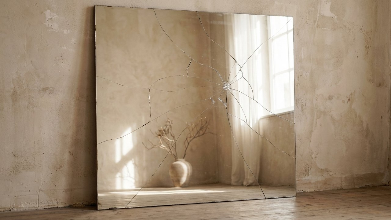 Miroir brisé symbolisant la transformation personnelle