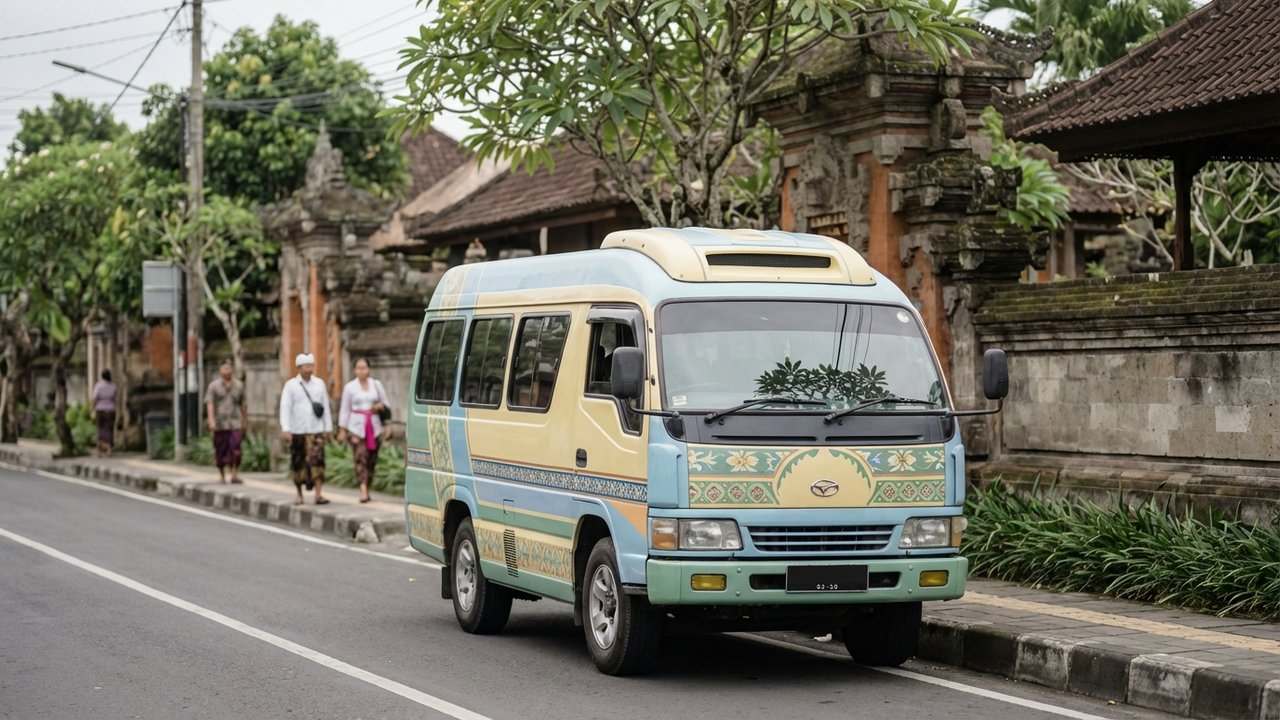 Navette touristique ou bus à Bali avec tarifs affichés