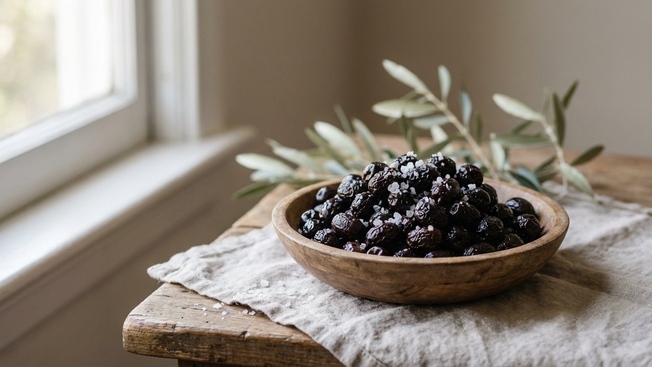 Olives noires au sel sec, méthode provençale traditionnelle