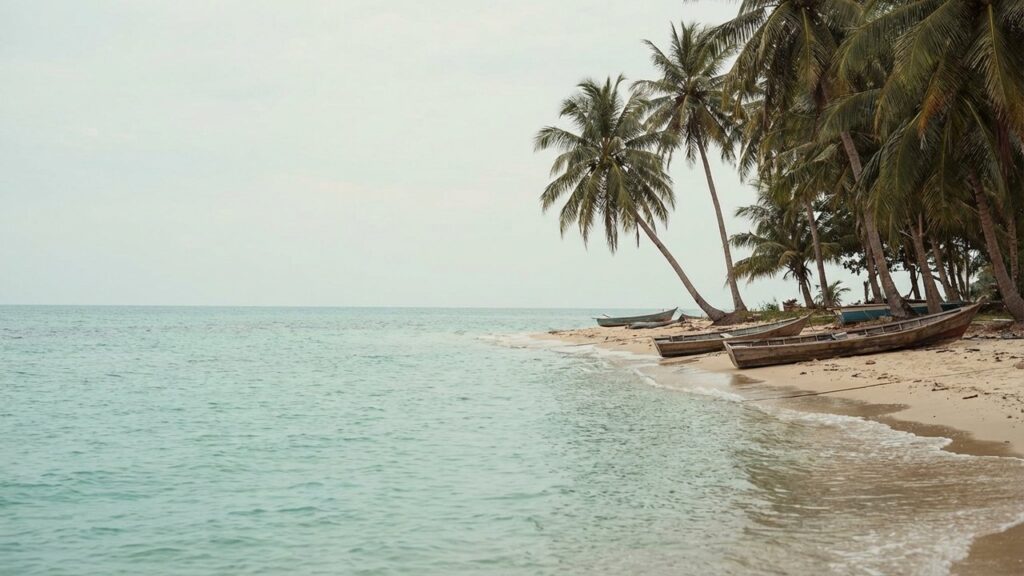 Plage tropicale en Malaisie avec eau turquoise et palmiers