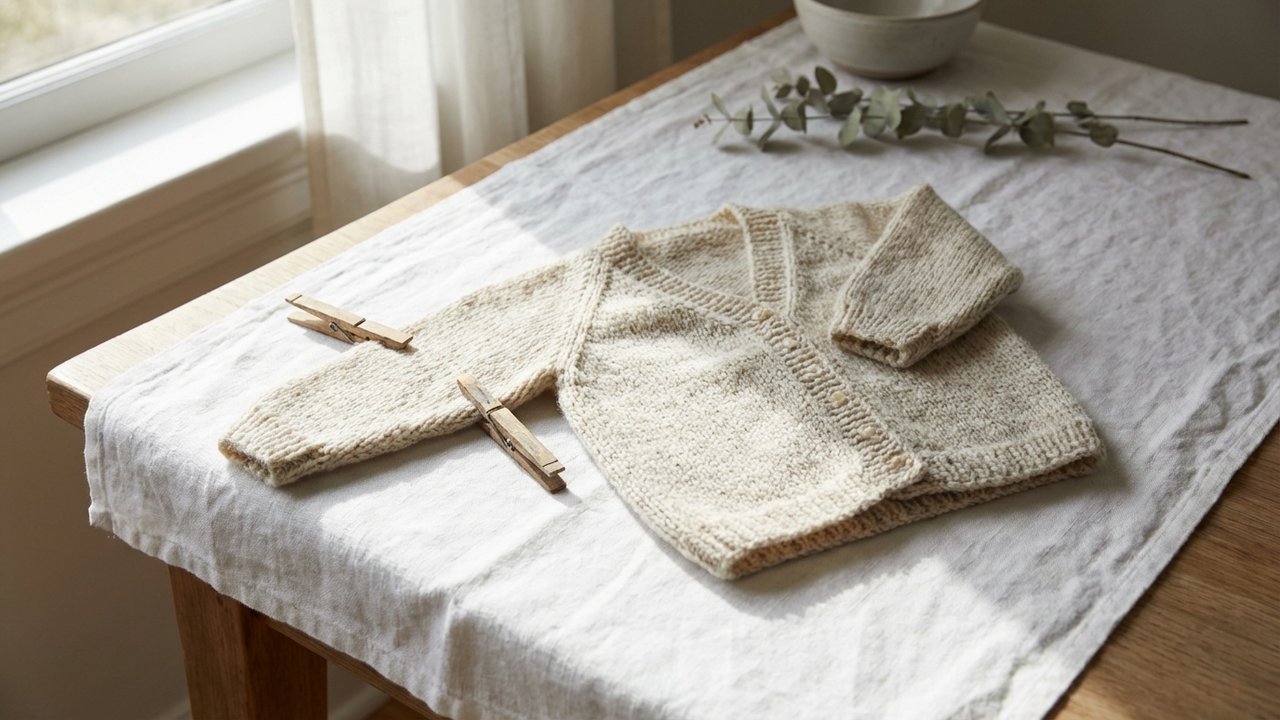 Séchage à l'air libre d'un vêtement de bébé