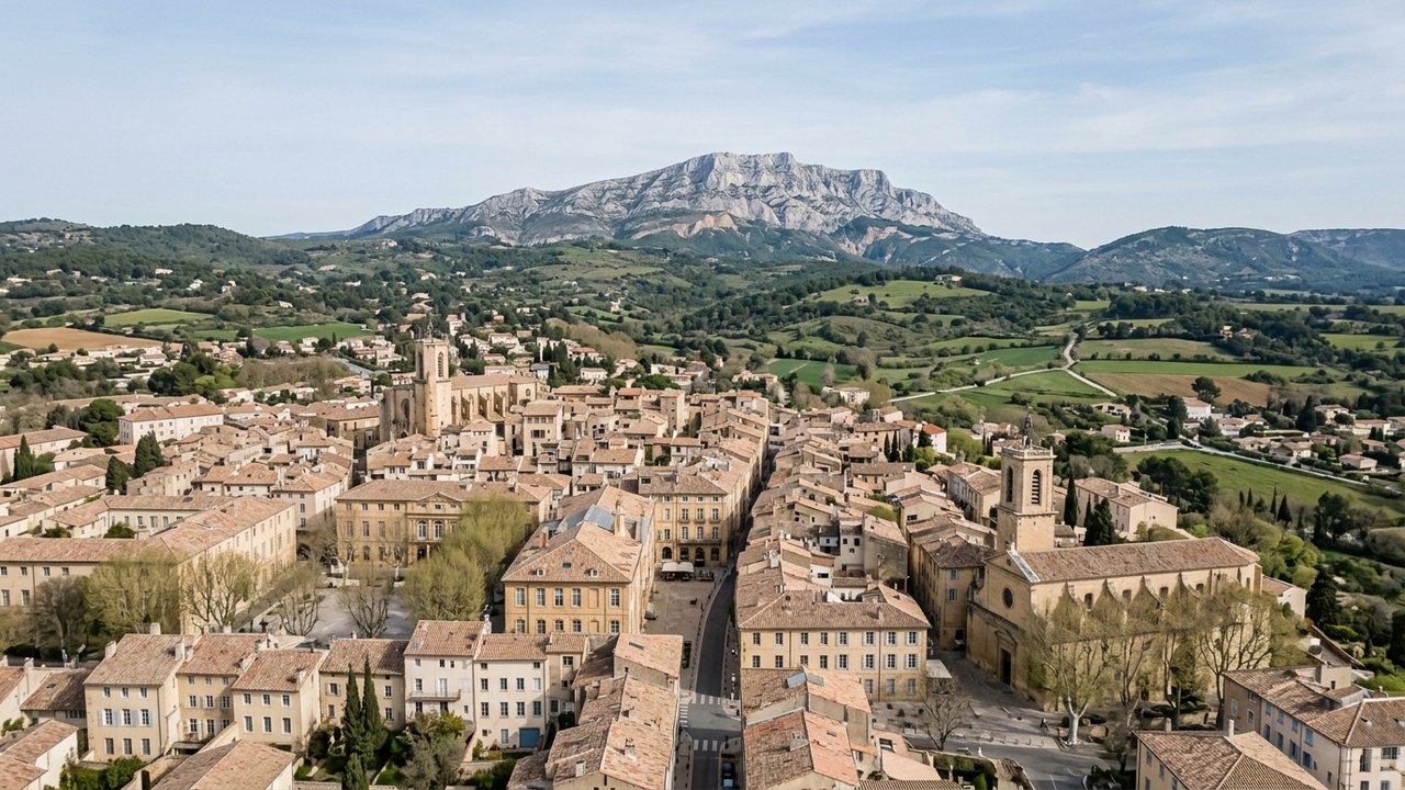 Vue aérienne du centre historique d'Aix-en-Provence en Provence