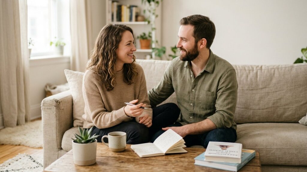 Couple discutant de leur désir d'avoir un enfant