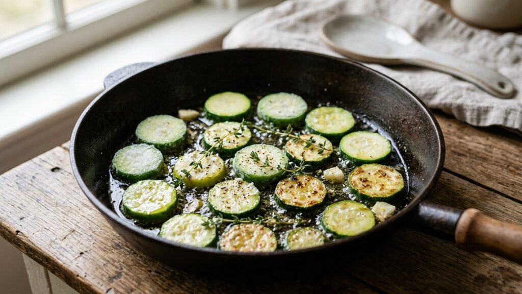 Courgettes congelées dorées à la poêle