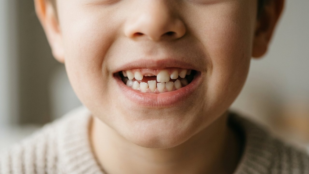 Dent de lait mobile chez un enfant prête à tomber