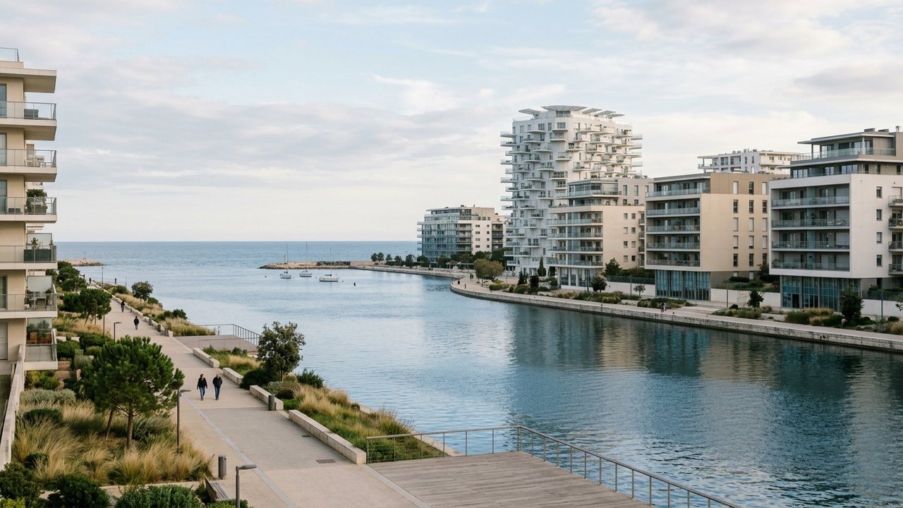 Waterfront de Montpellier illustrant le dynamisme urbain de l'Occitanie