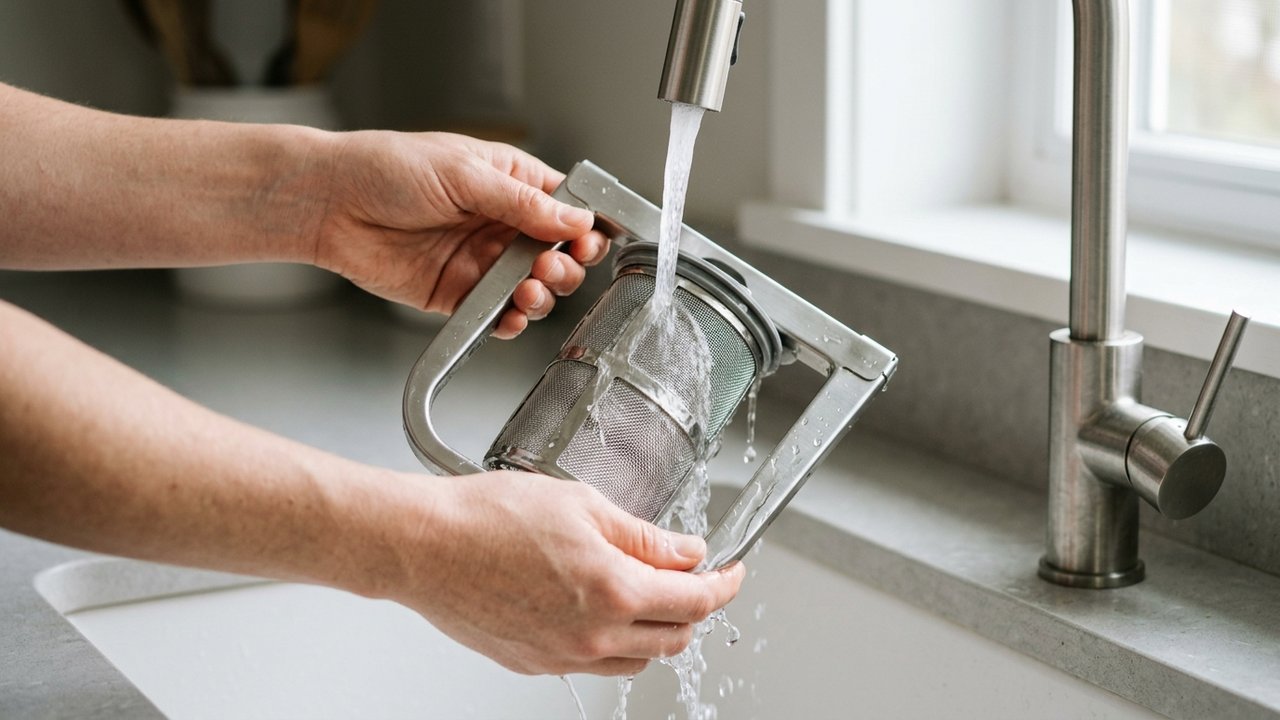 Nettoyage du filtre et support inox d'un lave-vaisselle