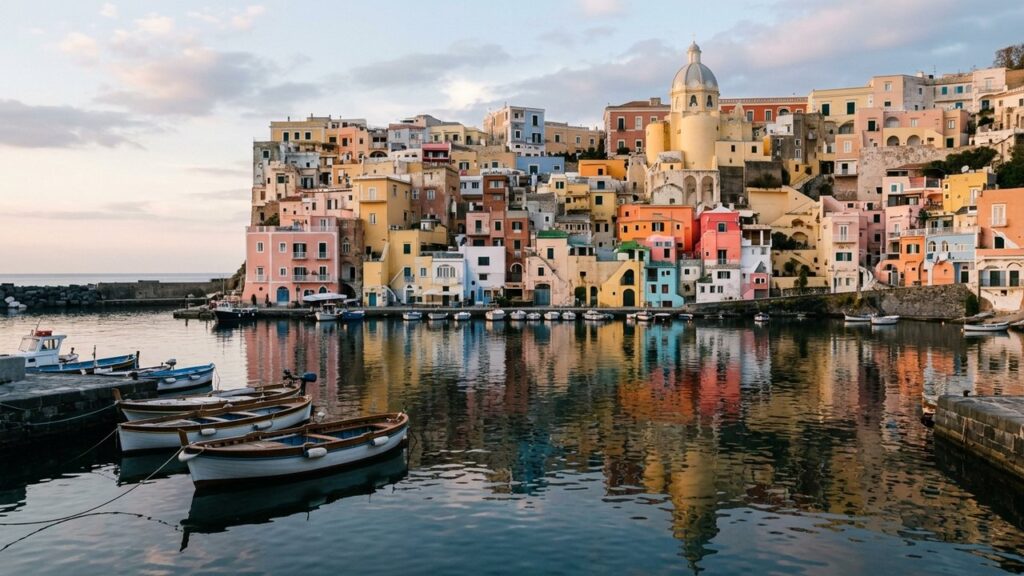 Les maisons colorées du village de pêcheurs de Procida en Italie