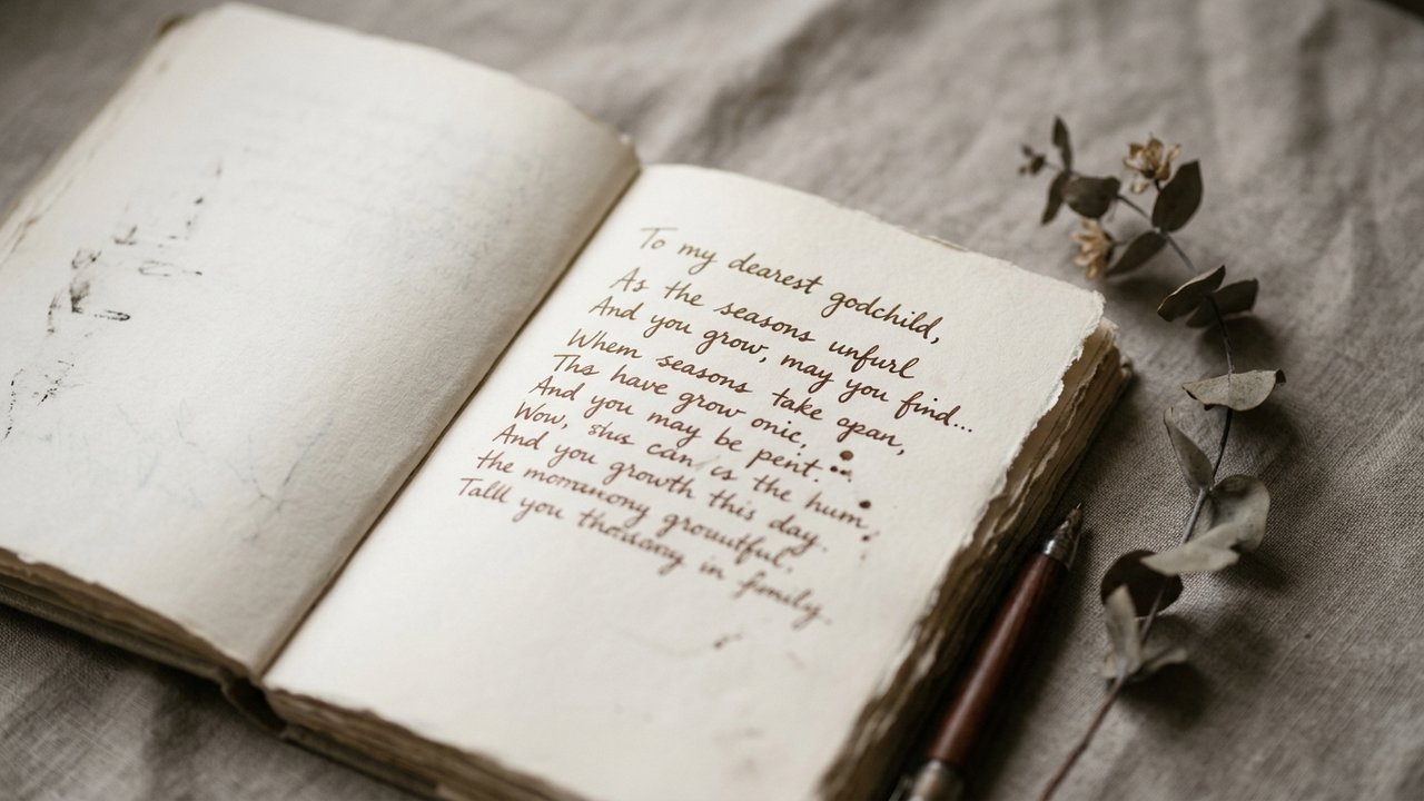 Texte manuscrit de promesses d'une marraine à son filleul
