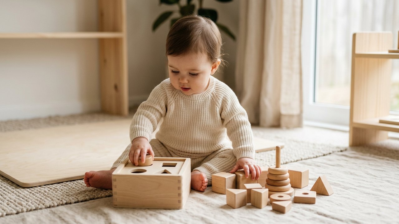 Cubes à empiler et jouets Montessori adaptés au bébé de 6 mois