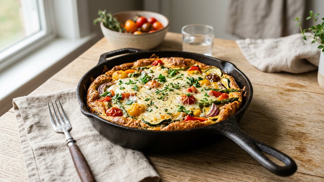 Frittata aux œufs entiers et légumes rôtis