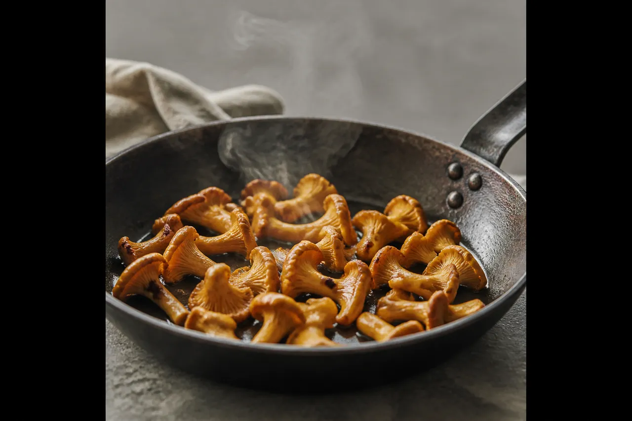 Girolles à la poêle sans sel avant congélation