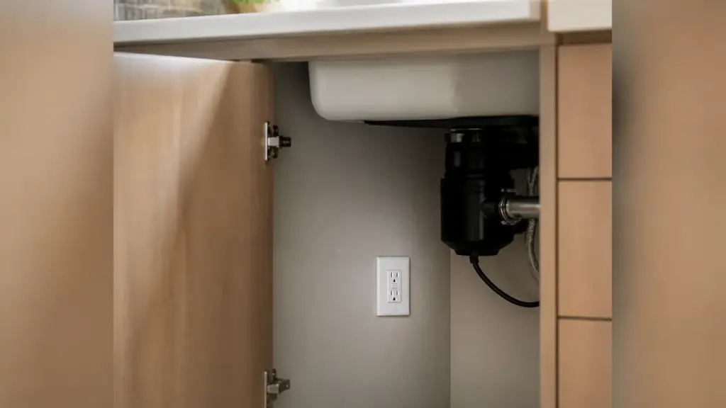 Prise lave-vaisselle sous évier, vue d'une installation électrique
