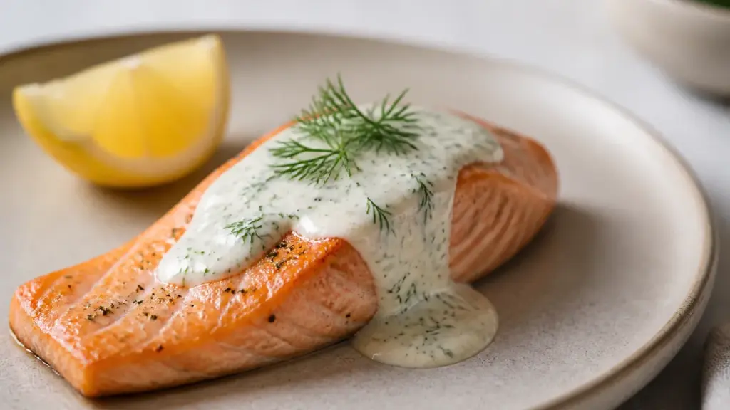 Saumon nappé d'une sauce aneth crémeuse
