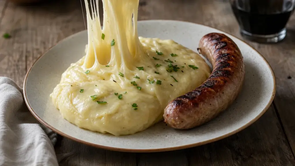 Accompagnement aligot-saucisse, le duo traditionnel du plat