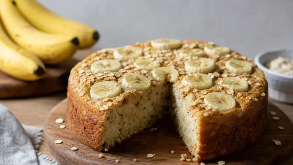 Gâteau flocon d'avoine, banane et yaourt moelleux
