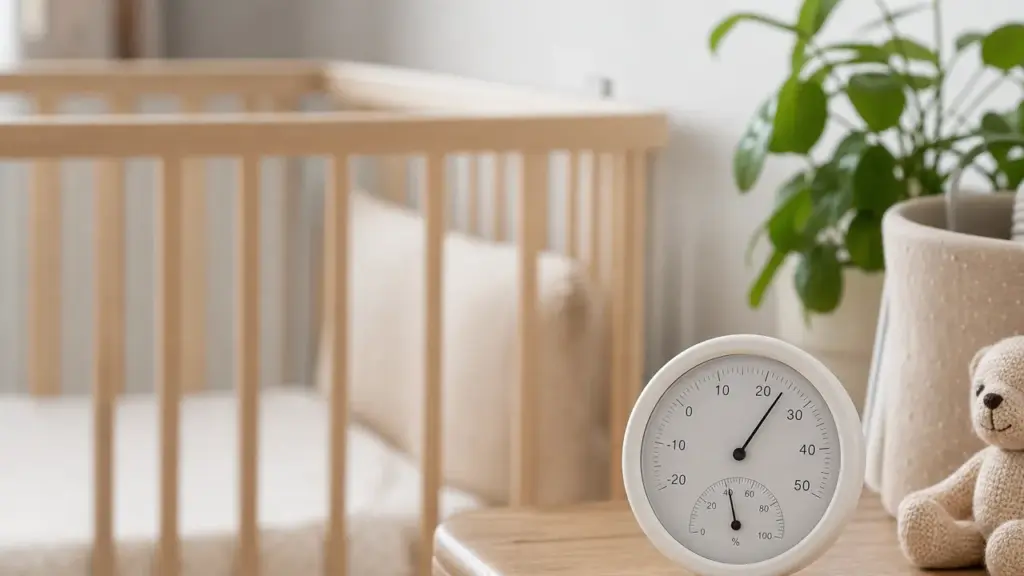 Taux d'humidité chambre bébé avec hygromètre près du lit