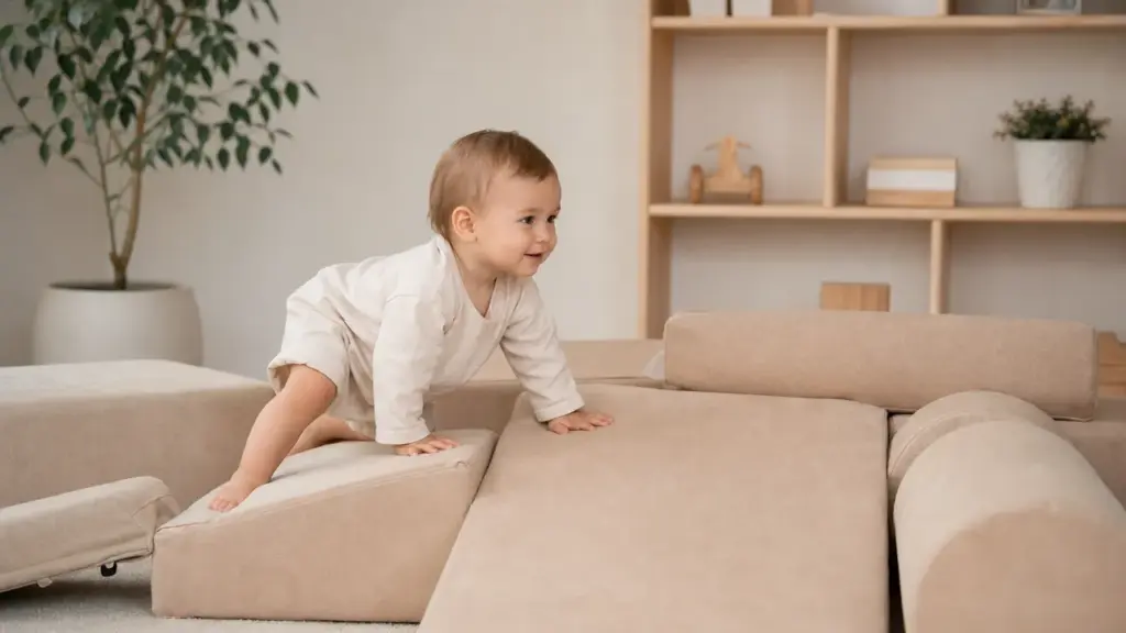 Activité physique bébé 18 mois : parcours de coussins