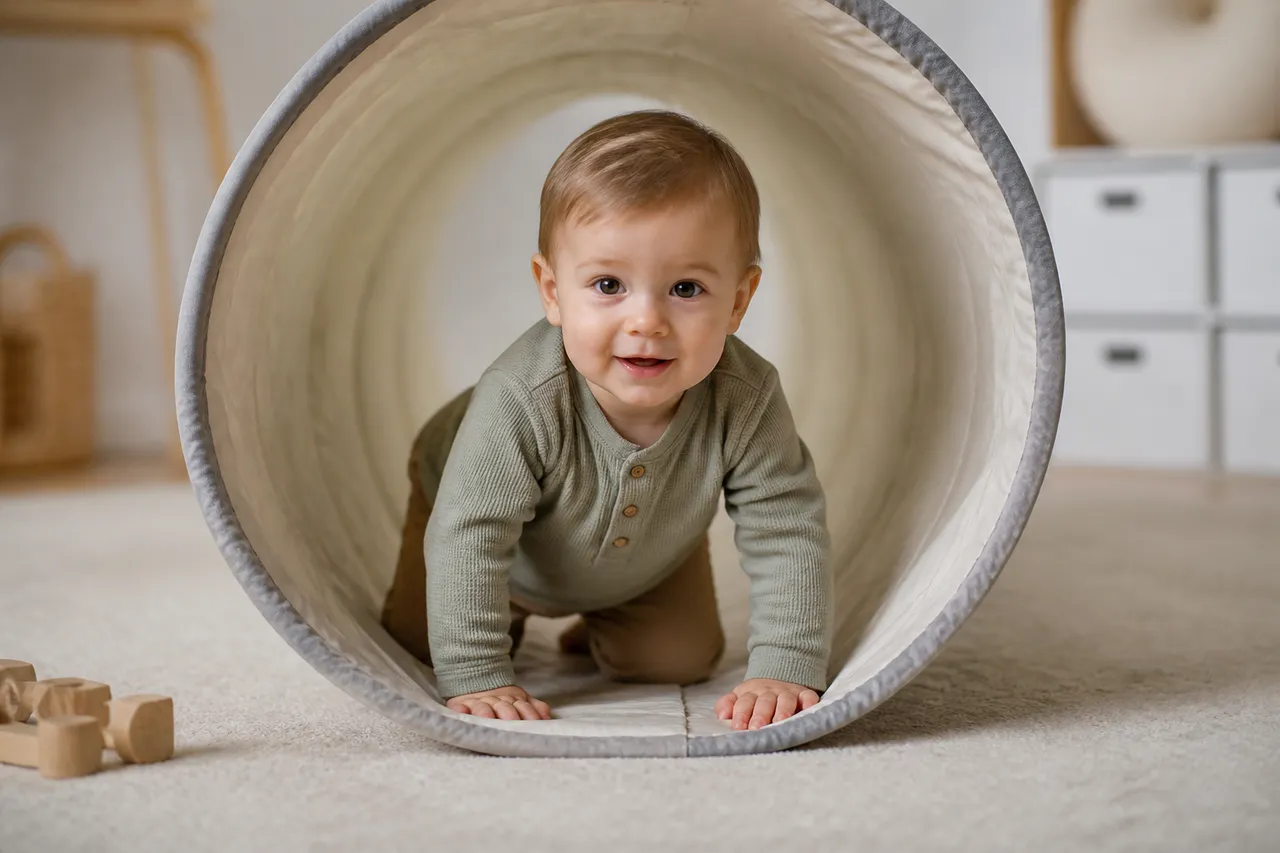 Activité physique bébé 18 mois : tunnel de jeu